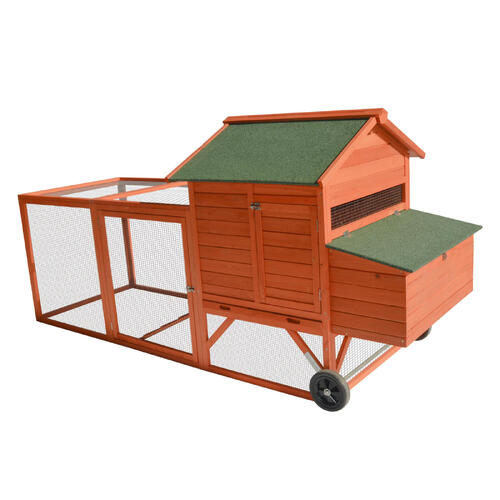 YES4PETS 248 cm XL Chicken Coop Rabbit Hutch Ferret Hen Guinea Pig House With Wheels
