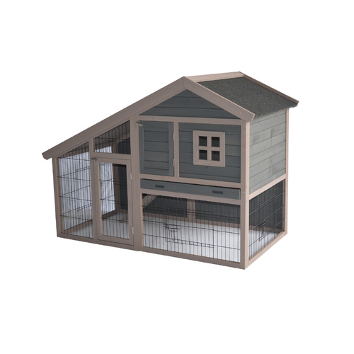 YES4PETS Grey Chicken Coop Rabbit Hutch Ferret Cage Hen Chook House