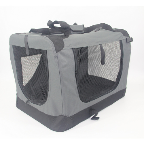 YES4PETS Large Portable Foldable Pet Dog Cat Puppy Soft Crate-Grey