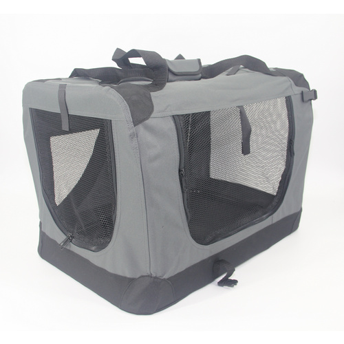 YES4PETS Medium Portable Foldable Dog Cat Puppy Rabbit Soft Crate Carrier-Grey