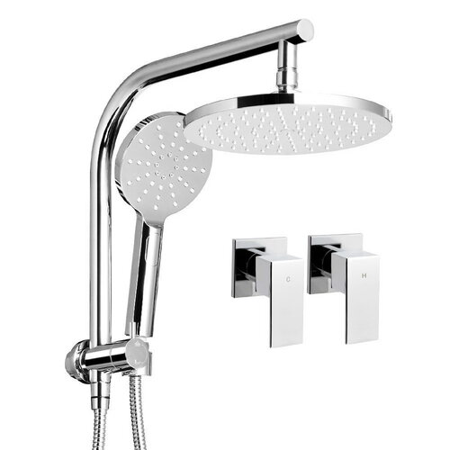 Cefito 9'' Rain Shower Head Set Handheld Round High Pressure Twins Tap Chome