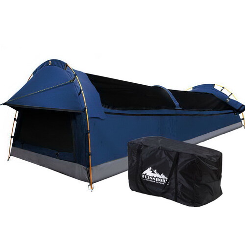 Weisshorn Double Swag Camping Swags Canvas Tent Deluxe Dark Blue Large Bag