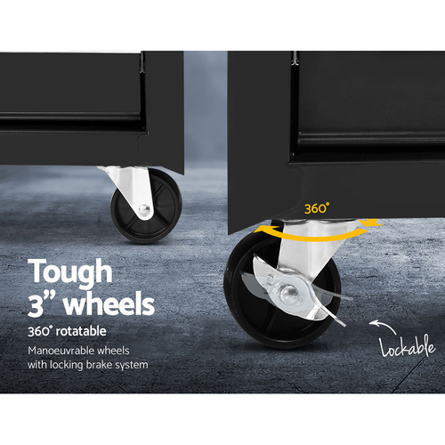 Giantz 5 Drawer Mechanic Tool Box Cabinet Storage Trolley - Black