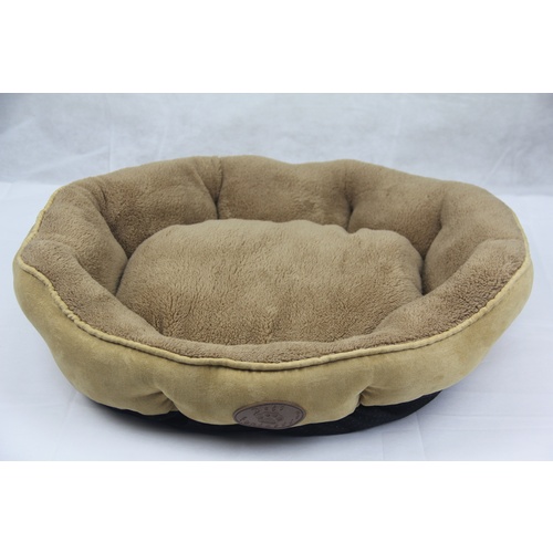 Washable Beige Fleece Dog Cat Bed-Medium