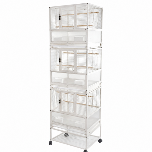 YES4PETS White Bird Transport Budgie Cage Parrot Aviary Carrier With Stand & Wheels