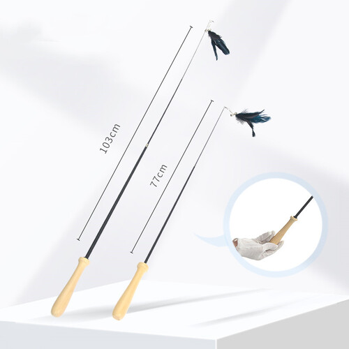 YES4PETS  2 X Pet Cat Toys Retractable Feathers Teaser Cat Stick Interactive Play 