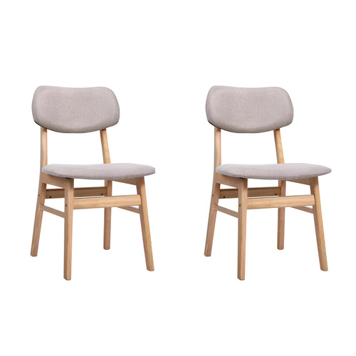 Artiss Dining Chairs Retro Replica Kitchen Cafe Wood Chair Fabric Pad Beige x2