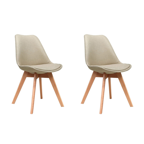 Artiss DSW Dining Chairs Retro Replica Kitchen Chair Cafe Beige Fabric x2