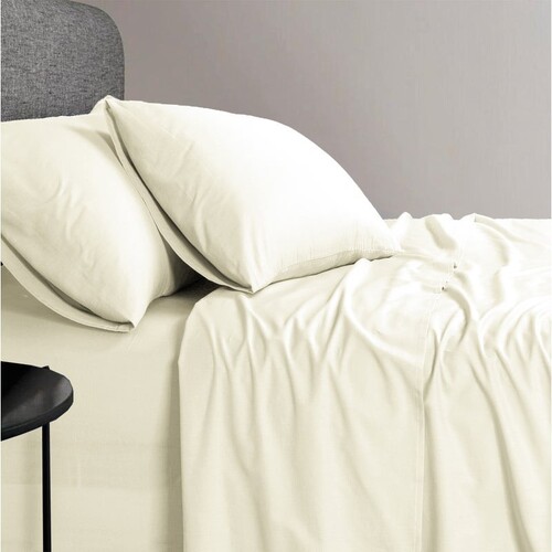 Elan Linen 1200TC Organic Cotton Cream King Bed Sheet Set