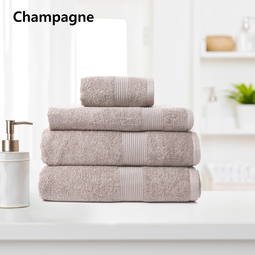 Royal Comfort 4 Piece Cotton Bamboo Towel Set 450GSM Luxurious Absorbent Plush - Champagne