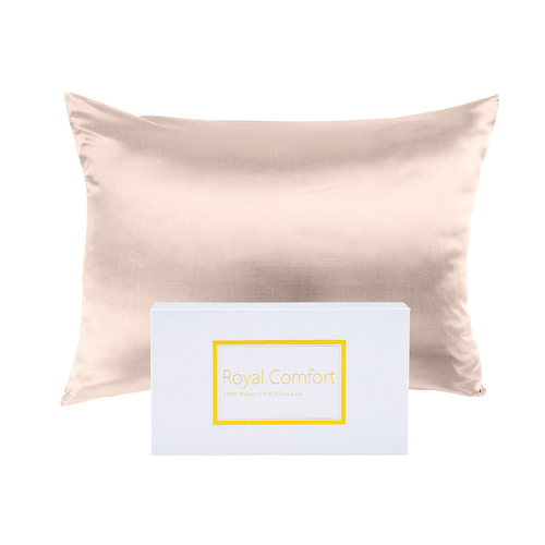 Royal Comfort Mulberry Soft Silk Hypoallergenic Pillowcase Twin Pack 51 x 76cm - Champagne Pink