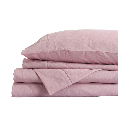 Royal Comfort Flax Linen Blend Sheet Set Bedding Luxury Breathable Ultra Soft - King - Mauve