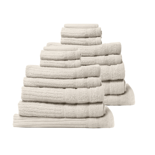 Royal Comfort 16 Piece Egyptian Cotton Eden Towel Set 600GSM Luxurious Absorbent - Beige