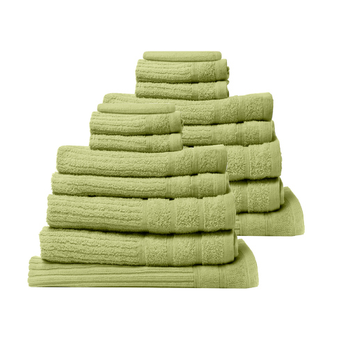 Royal Comfort 16 Piece Egyptian Cotton Eden Towel Set 600GSM Luxurious Absorbent - Spearmint