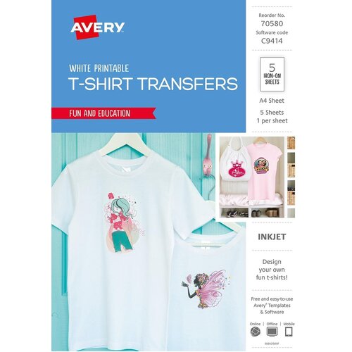 Avery Inspired T-Shirt Transfer - clear transfer sheets - 5 sheets