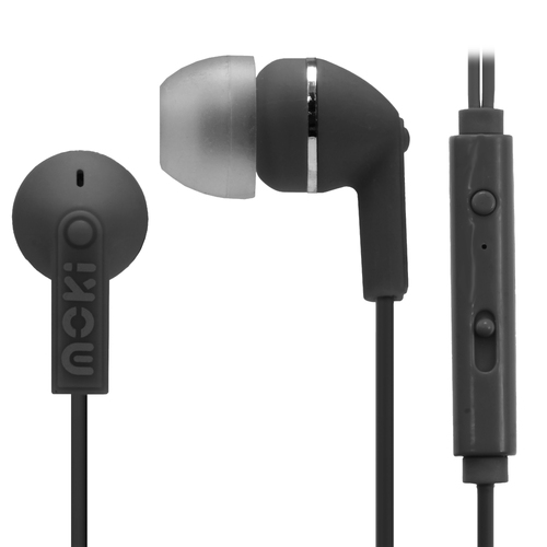 MOKI Noise Isolation Earbuds with microphone & control - BLACK