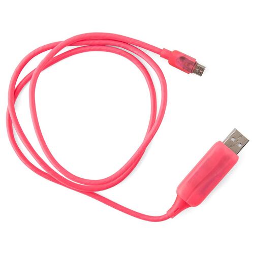 GENERIC 1m LED Light Up Visible Flowing Micro USB Charger Data Cable Pink Charging Cord for Samsung LG Android Mobile Phone