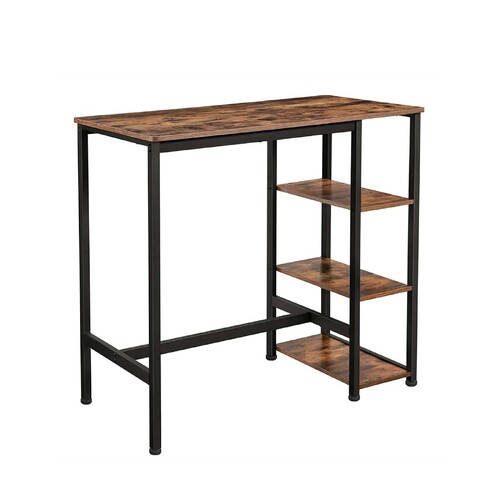 VASAGLE Bar Table Kitchen Table Dining Table with 3 Shelves Stable Steel Structure for Bar Party Cellar Restaurant Industrial Style Easy to Assemble R