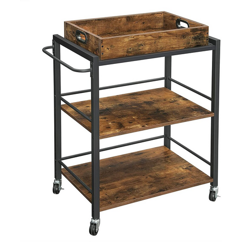VASAGLE Utility Cart Rustic Brown LRC72X