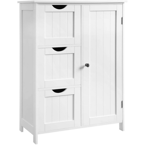 VASAGLE Floor Cabinet with 3 Drawers and Adjustable Shelf White BBC49WT