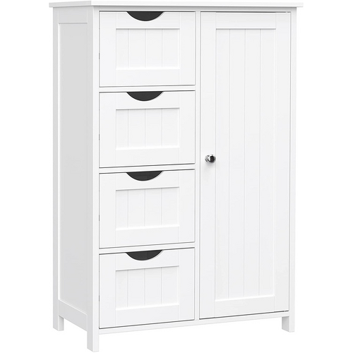 VASAGLE Floor Cabinet with 4 Drawers and Adjustable Shelf White LHC41W
