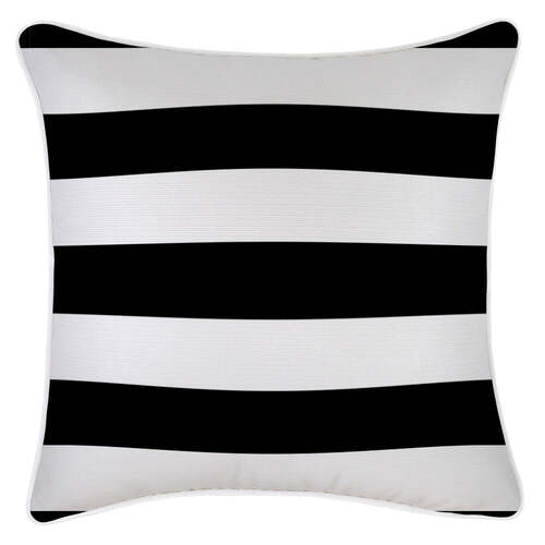 Cushion Cover-With Piping-Deck Stripe Black and White-45cm x 45cm