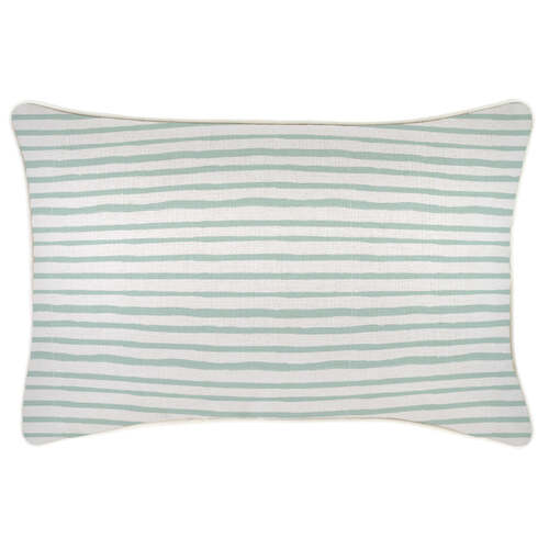 Cushion Cover-With Piping-Paint Stripes Pale Mint-35cm x 50cm