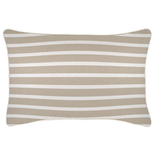 Cushion Cover-With Piping-Hampton Stripe Beige-35cm x 50cm