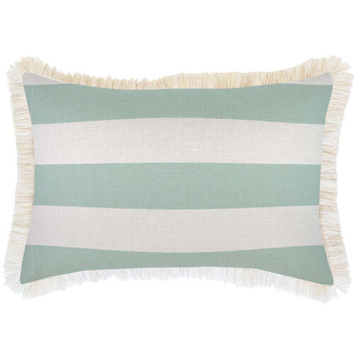 Cushion Cover-Coastal Fringe-Deck-Stripe-Mint-35cm x 50cm