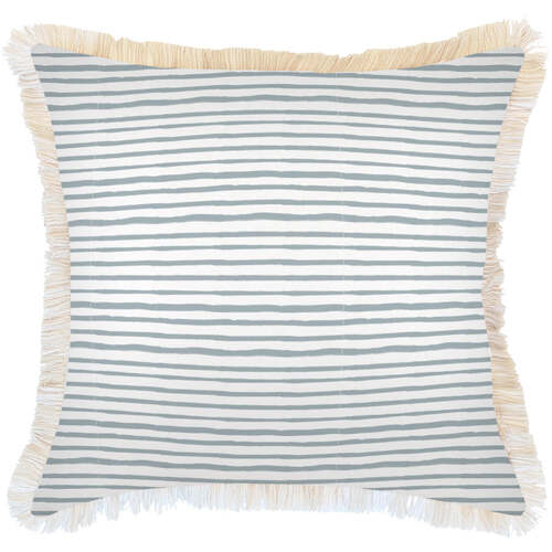 Cushion Cover-Coastal Fringe-Paint Stripes Smoke-60cm x 60cm