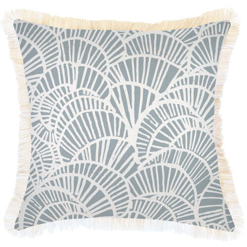 Cushion Cover-Coastal Fringe Natural-Positano Smoke-45cm x 45cm