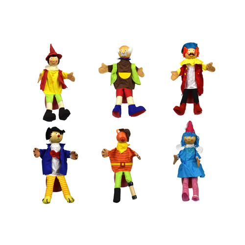 PINOCCHIO CHARACTER HAND PUPPET SET OF 6