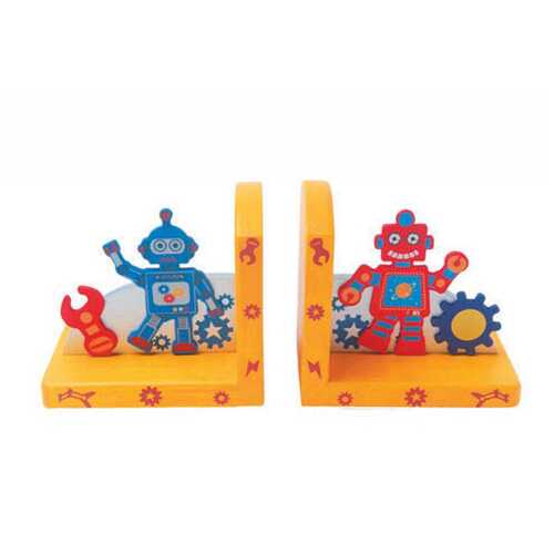 WOODEN ROBOT BOOKEND