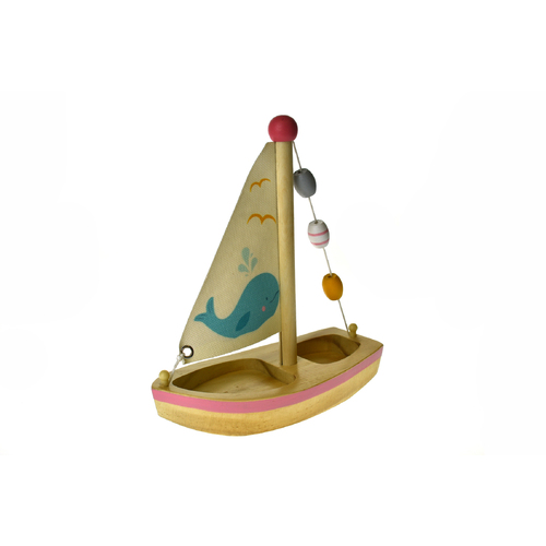 CALM & BREEZY WOODEN SAILBOAT WHALE