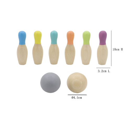 WOODEN BOWLING SET TOP COLOURED