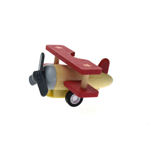 RETRO PULL BACK BIPLANE RED