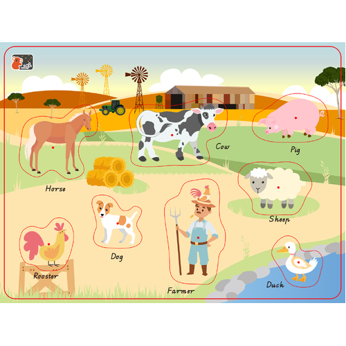 2 IN 1 AUSTRALIAN FARM ANIMAL PEG PUZZLE