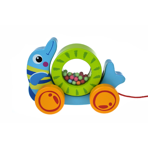 PULL ALONG ROLLING DOLPHIN WITH BEADS