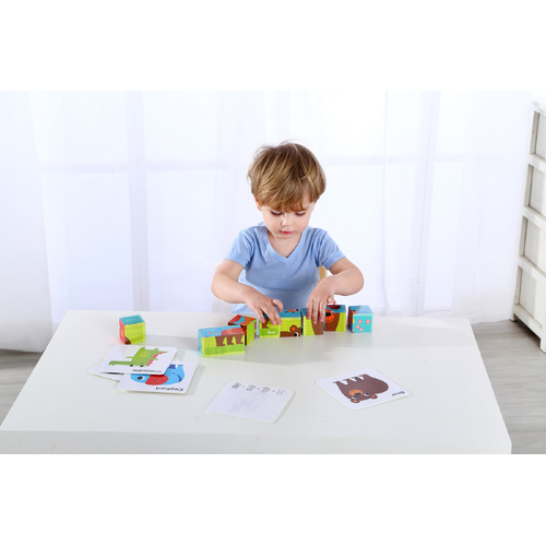 ANIMAL BLOCK PUZZLE WITH DRAWING CARD