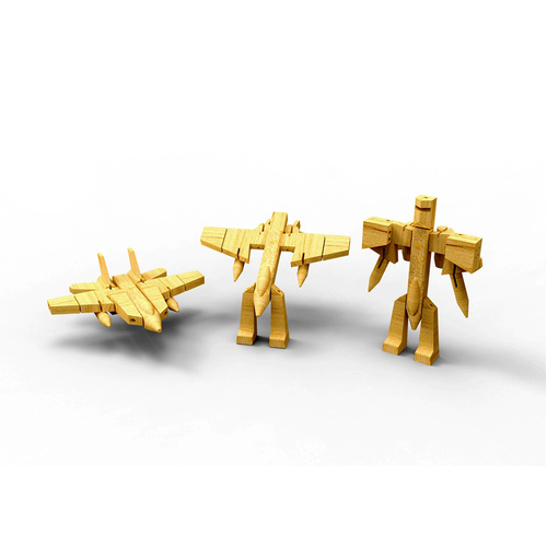 WOODEN TRANSFORMER LARGE - FIGHTER JET