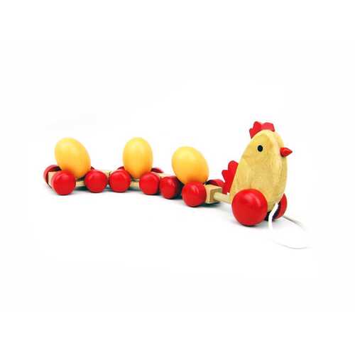 PULL ALONG CHICKEN WITH 3 EGGS