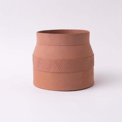 Tree Stripes Matki Pot Kilima - Rustic Brown (Medium)