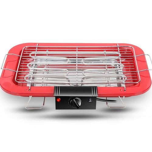 Portable Electric BBQ Grill Teppanyaki Smokeless Barbeque Pan Hot Plate Table Red