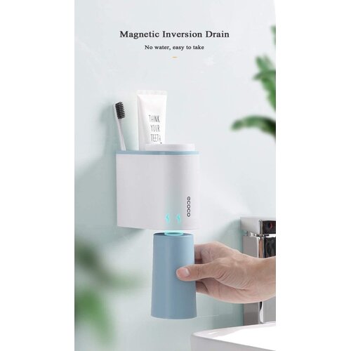 Ecoco Toothbrush Holder Multifunctional Wall-Mounted Magnetic Bathroom Blue
