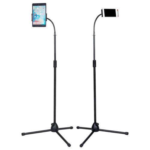 Universal Tripod Floor Stand Adjustable Gooseneck Holder 4-12.9 inch Tablet iPad iPhone