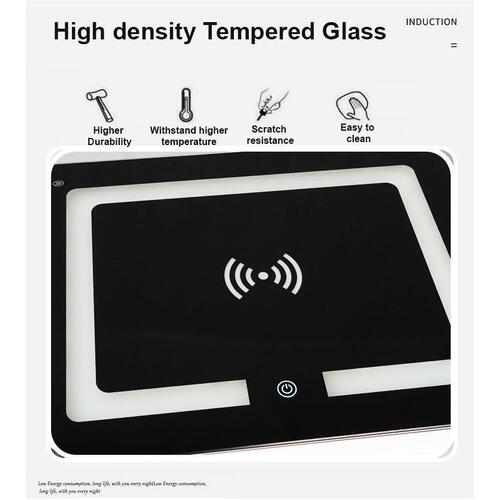Smart Bedside Tables Finger Print Lock Side 3 Drawers Wireless Charging USB Nightstand LED  AU