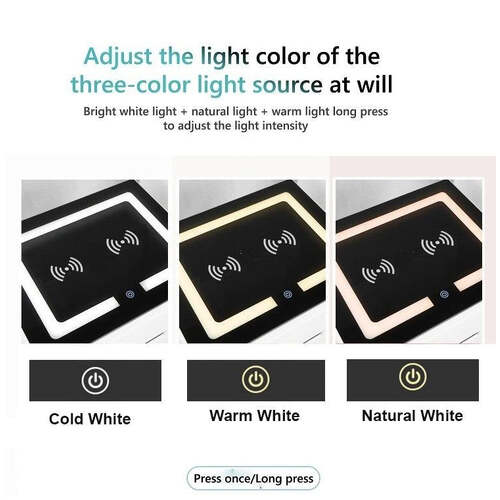 Smart Bedside Tables Side 3 Drawers Wireless Charging USB Right Hand Nightstand LED Light AU