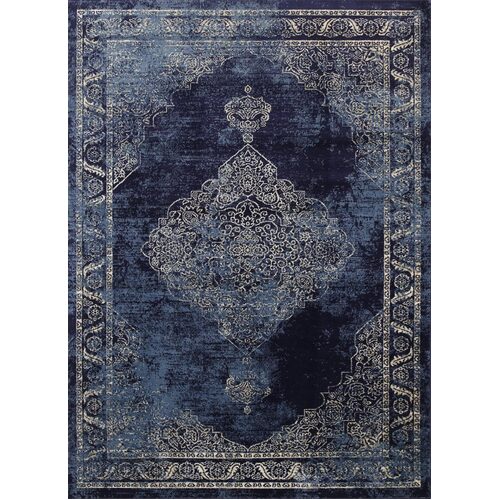 Arya Navy Blue Distress Rug 80x300 cm