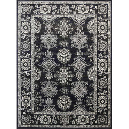 Arya Traditional Navy Grey Rug 80x300 cm