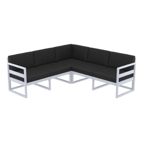 Mykonos Lounge Corner - Silver Grey with Black Cushions